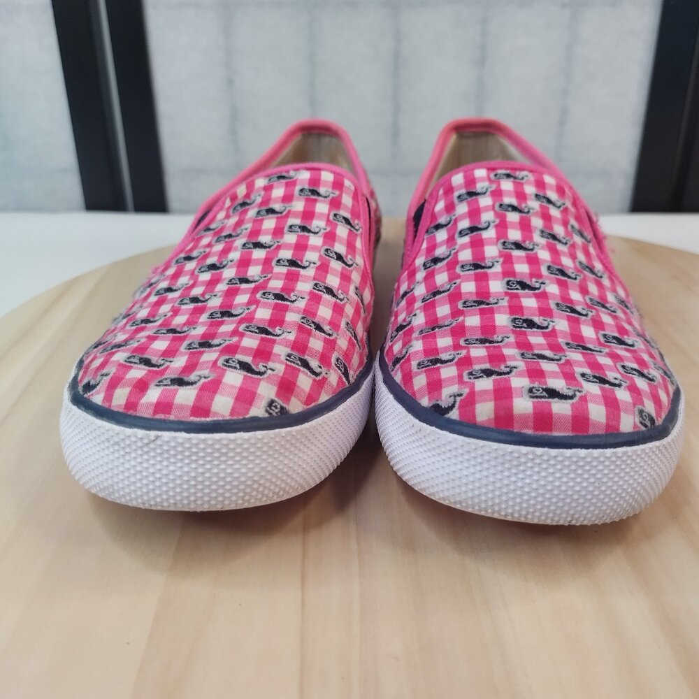 Sperry Vineyard Vines Seaside Gingham Pink & White Sneakers Big Kids US 5M - Picture 4 of 15